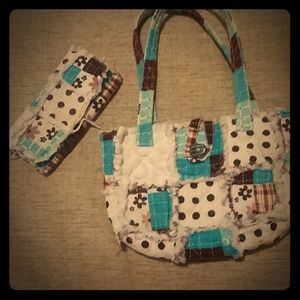 Cotton patchwork purse with matching wallet